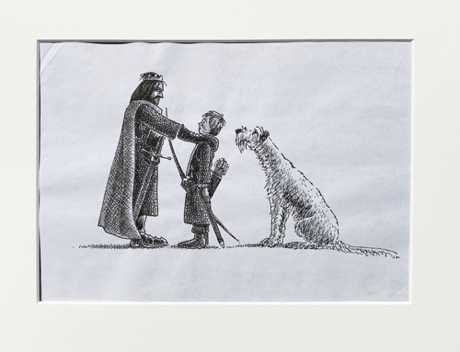'You need to look after Wales'.
The very first drawing from 'The Dog Hunters'.
$NZ300 (approx $US200, £153, €170) 'You need to look after Wales'.
The very first drawing from 'The Dog Hunters'.
$NZ300 (approx $US200, £153, €170)